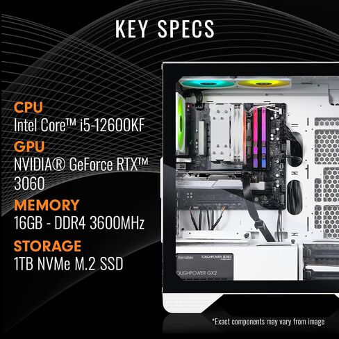 Thermaltake LCGS Glacier i1260S Gaming Desktop (Intel Core™ i5-12600KF, ToughRam DDR4 3600Mhz 16GB RGB Memory, NVIDIA® GeForce RTX™ 3060, 1TB NVMe M.2, WiFi, Win11 Home) S3WT-B760-360-LCS in Saudi Arabia