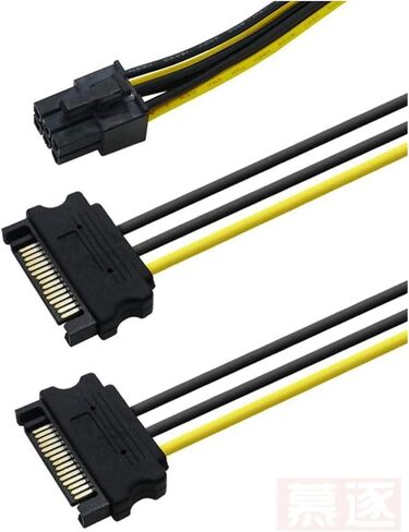 Two SATA 15 Pin Male M to Pcie Pci Express Pci-Express PCI-e Express Card 6 Pin Female Graphics Video Card Power Cable 15cm in Saudi Arabia