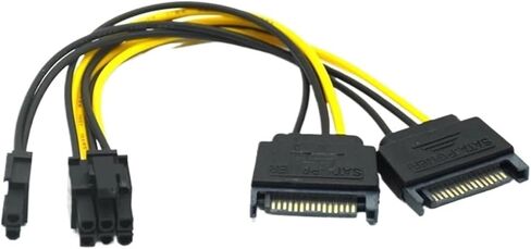 Single SATA 15 Pin Turn to 8 Pin Graphics Card Power Connector Line 6PIN+2PIN Adapter Cable 15P to 8P Graphics Card Line Cable(SATA-182) in Saudi Arabia