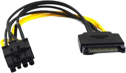 Single SATA 15 Pin Turn to 8 Pin Graphics Card Power Connector Line 6PIN+2PIN Adapter Cable 15P to 8P Graphics Card Line Cable(SATA-182) in Saudi Arabia