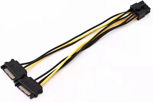 Single SATA 15 Pin Turn to 8 Pin Graphics Card Power Connector Line 6PIN+2PIN Adapter Cable 15P to 8P Graphics Card Line Cable(Sata x 1) in Saudi Arabia