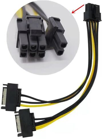 Single SATA 15 Pin Turn to 8 Pin Graphics Card Power Connector Line 6PIN+2PIN Adapter Cable 15P to 8P Graphics Card Line Cable(Sata x 1) in Saudi Arabia