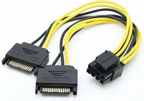 2x15Pin SATA to 6/8 Pin PCI-E SATA Cable Power Splitter Cable Power Supply Cable SATA Adapter Cable Graphics Card Power Cord(to 8 Pin) in Saudi Arabia