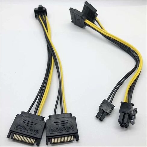 2x15Pin SATA to 6/8 Pin PCI-E SATA Cable Power Splitter Cable Power Supply Cable SATA Adapter Cable Graphics Card Power Cord(to 8 Pin) in Saudi Arabia