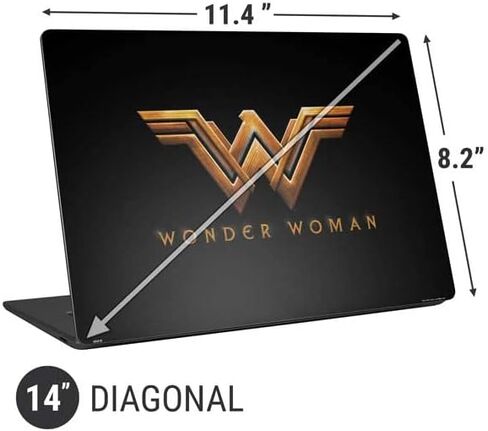 Skinit Laptop Decal Skin Compatible with Universal Laptop 14in (11.4 x 8.2in) - Officially Licensed Warner Bros Wonder Woman Gold Logo Design in Saudi Arabia