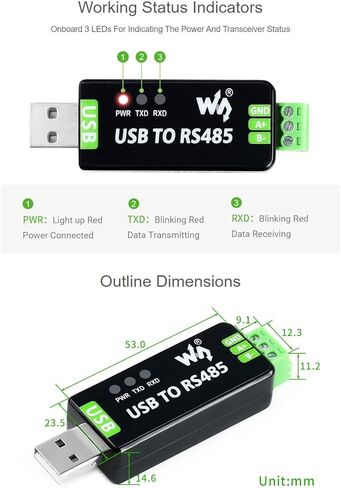 Waveshare 5pcs USB الصناعي إلى محول RS485 مع دوائر الحماية المضمنة FT232RL و SP485EEN لمعدات التحكم الصناعية و/أو التطبيقات in Saudi Arabia