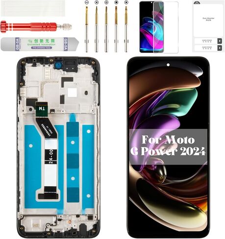 لشاشة Moto G Power 2024 لـ Motorola Moto G Power 5G 2024 شاشة LCD لـ Moto G Power 2024 Digitizer Touch Screen Assolbly مع Frame XT2415 XT2415-1 XT2415V XT2415-5 Black in Kuwait