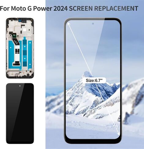 لشاشة Moto G Power 2024 لـ Motorola Moto G Power 5G 2024 شاشة LCD لـ Moto G Power 2024 Digitizer Touch Screen Assolbly مع Frame XT2415 XT2415-1 XT2415V XT2415-5 Black in Kuwait