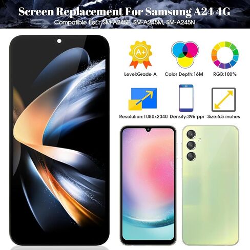لاستبدال شاشة Samsung Galaxy A24 4G LCD لشاشة Samsung Galaxy A24 4G لـ SM-A245F و SM-A245M و SM-A245N لمجموعة تصنيف شاشة اللمس (مع الإطار والأسود) in Saudi Arabia