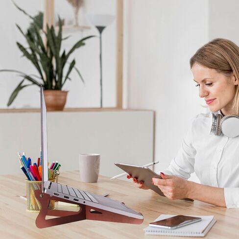 FREEBLOSS Wood Laptop Stand Detachable Computer Stand for Desk Vertical Laptop Holder Computer Riser Wooden Desk Accessories Suitable for 13.3"~16" Laptops in Saudi Arabia