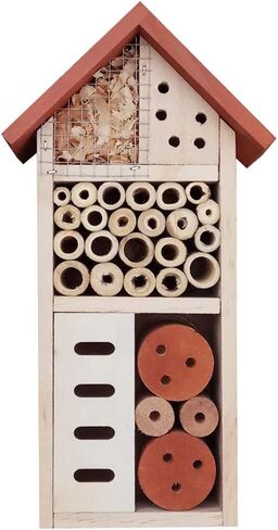 Lulu Home Wooden Insect House, Hanging Insect Hotel for Bee, Butterfly, Ladybirds, Beneficial Insect Habitat, Bug Hotel Garden, 10.4 X 3.4 X 5.4 Inch in Saudi Arabia