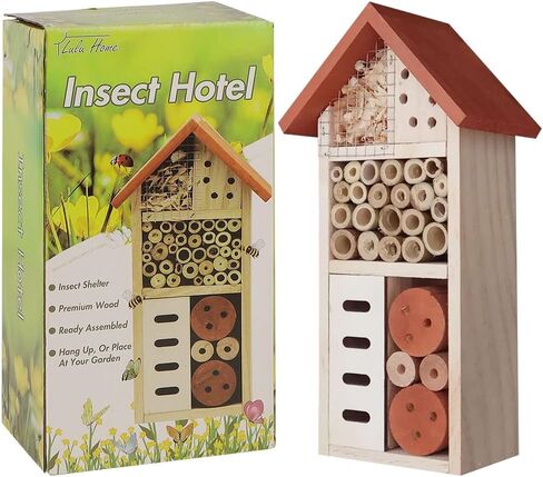 Lulu Home Wooden Insect House, Hanging Insect Hotel for Bee, Butterfly, Ladybirds, Beneficial Insect Habitat, Bug Hotel Garden, 10.4 X 3.4 X 5.4 Inch in Saudi Arabia