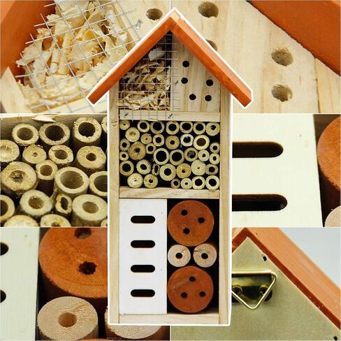 Lulu Home Wooden Insect House, Hanging Insect Hotel for Bee, Butterfly, Ladybirds, Beneficial Insect Habitat, Bug Hotel Garden, 10.4 X 3.4 X 5.4 Inch in Saudi Arabia