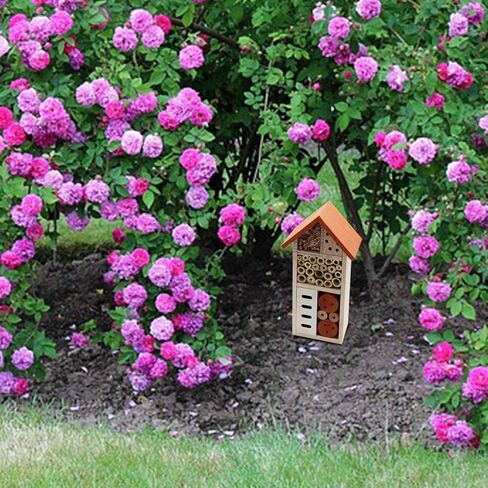 Lulu Home Wooden Insect House, Hanging Insect Hotel for Bee, Butterfly, Ladybirds, Beneficial Insect Habitat, Bug Hotel Garden, 10.4 X 3.4 X 5.4 Inch in Saudi Arabia