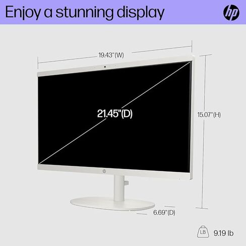 HP All-in-One PC Desktop PC-شاشة HD كاملة • معالج Intel مزدوج النواة • AI Copilot • WiFi 6 • AI-Noise Meduction • HDMI • Mouse and Keyboard مشمولة • Windows 11 Pro (RAM 16 GB | 1 TB SSD) in Saudi Arabia