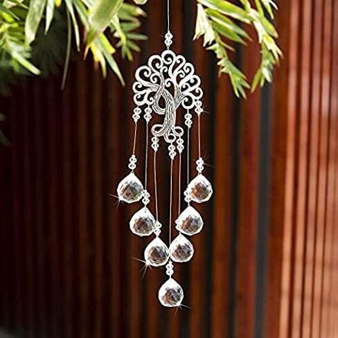 H&D HYALINE & DORA Suncatcher Window Hanging Tree of Life Heart Shaped Crystal Ball Prism Drop Pendant in Kuwait