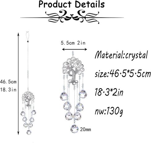 H&D HYALINE & DORA Suncatcher Window Hanging Tree of Life Heart Shaped Crystal Ball Prism Drop Pendant in Kuwait