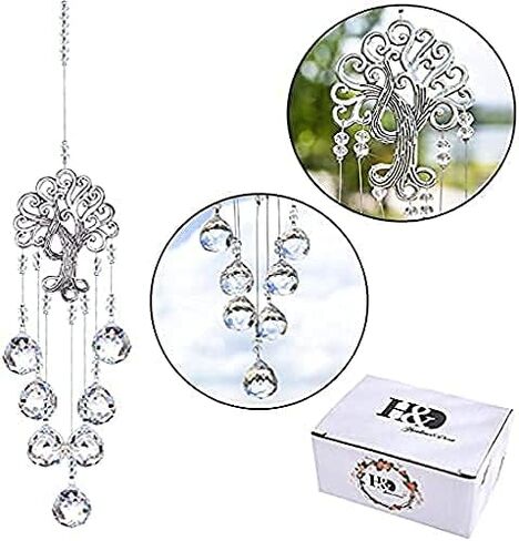H&D HYALINE & DORA Suncatcher Window Hanging Tree of Life Heart Shaped Crystal Ball Prism Drop Pendant in Kuwait