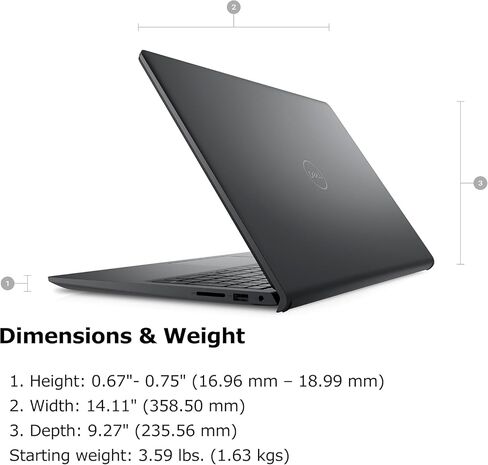 Dell Inspiron 15 3535 Touch Scences Laptop ، 15.6 "عرض FHD LED-Backlit ، الكمبيوتر والطلاب كمبيوتر المحمول ، AMD Ryzen 7 7730U ، AMD Radeon ، 32 GB RAM ، 1 TB SSD ، Windows 11 Pro ، W/Occistories in Saudi Arabia