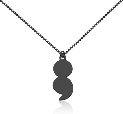 Mental Health Awareness Necklace Semicolon Motivational Pendant Necklace Project Semicolon Jewelry in Saudi Arabia