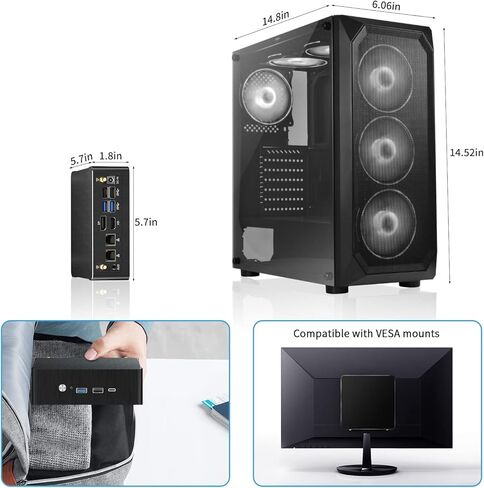 Mini PC I9 ، كمبيوتر سطح المكتب مع Core I9-12900H ، 14 النوى يصل إلى 5.0 جيجا هرتز ، Windows 11 Pro ، 64g DDR4 ، 1T M.2 PCIE4 in Kuwait