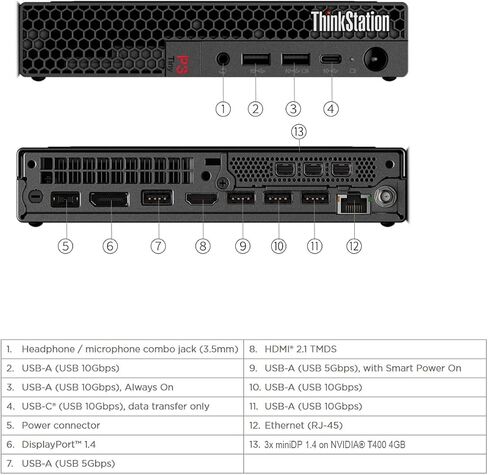 Lenovo ThinkStation P3 Tiny Workstation Desktop (Intel 14th Gen 20-Core I7-14700 ، 64GB DDR5 RAM ، 2TB SSD ، NVIDIA T400 4GB GPU) MINI BUSINES in Kuwait