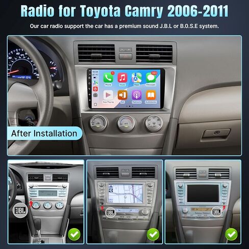 راديو Car Toyota Camry 2006 2007 2008 2008 2010 2011 مع شاشة Carplay Android Auto 9inch لـ Toyota Camry مع Bluetooth FM SWC GPS (النمط 2 مع J.B.L وشاشة كبيرة) in Kuwait