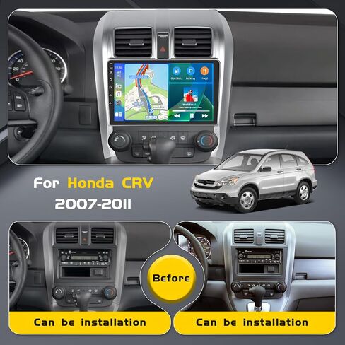 [4+64g] ستيريو سيارة لـ Honda CRV 2007 2008 2008 2010 2011 مع Carplay Android Auto ، شاشة تعمل باللمس عالية الدقة 10 بوصة مع WiFi GPS Bluetooth5.0 FM/RDS Radio 32EQ SWC Camera Camer in Kuwait