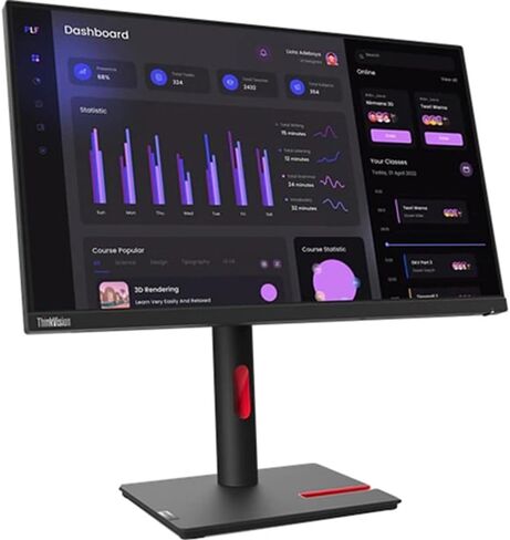Lenovo 63Cfmat1us Thinkvision T24I-30 23.8 بوصة شاشة عالية الدقة الكاملة رافين الحزمة الأسود مع 2x 6fts 6fts 4K HDMI 2.0 كابل و Deco Gear CPS الحصرية 26 شهرًا (Beach-CPS-26M250) in Saudi Arabia
