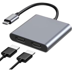 JUEJUEZI 4-in-1 USB C to Dual HDMI Adapter, USB C Multi Port Adapter with 2 HDMI 4K Ports, USB3.0, PD 100W, C-Type to 2 HD Splitter, Suitable for MacBook Air/Pro, XPS in Kuwait