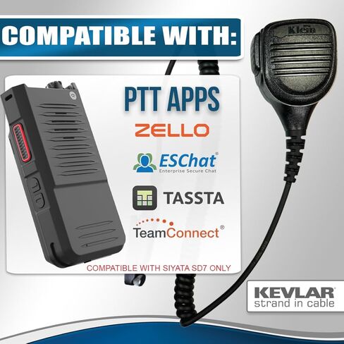 Klein Electronics Bravo Siyata SD7 الكتف MIC - M5 موصل مع زر PTT ، IP56 مقاوم للماء ، ميناء أذن الاستماع 3.5 ملم فقط ، ميكرو كتف مكبر الصوت ، PTT Zello ، Eschat ، تاسستا in Kuwait
