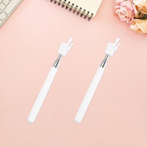 2 PCS Telescopic Pointer Pointer إصبع ، مؤشرات مؤشر اليد القابلة للسحب للفصول الدراسية ، مؤشر مؤشر مؤشر القابل للتمديد المصغرة عصا المدرسة الابتدائية لمستلزمات مدرس روضة الأطفال (أبيض) in Saudi Arabia
