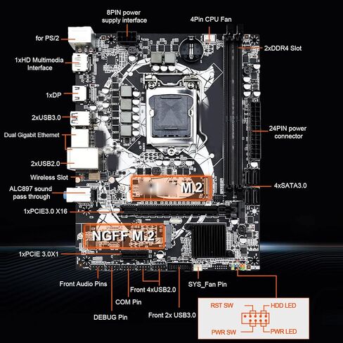 Heayzoki B460M Motherboard ، PC Desktop Mainboard ، قناة DDR4 LGA 1200 2 Gigabit NIC Support HD Multimedia Interface SATA3.0 MAINBOARK in Saudi Arabia