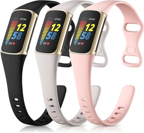3 حزم نطاقات متوافقة مع Fitbit Charge 5/Charge 6 نطاقات للنساء ، والسيليكون الرياضي الناعم Slim Slim Strap Association Prescons Brachband Presconsists for Fitbit Charge 5/Charge 6 Fitness Tracker in Saudi Arabia