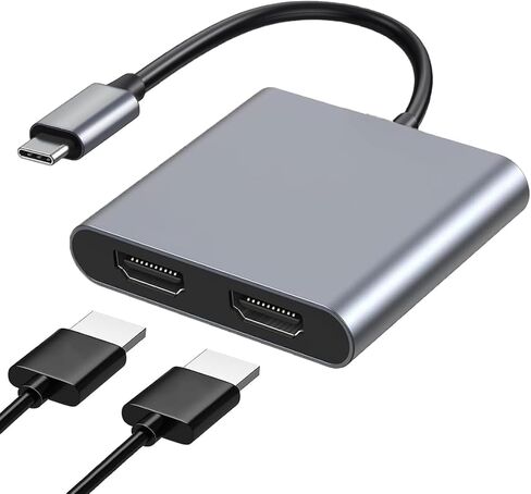 JUEJUEZI 4-in-1 USB C to Dual HDMI Adapter, USB C Multi Port Adapter with 2 HDMI 4K Ports, USB3.0, PD 100W, C-Type to 2 HD Splitter, Suitable for MacBook Air/Pro, XPS in Kuwait