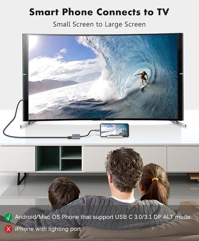 JUEJUEZI 4-in-1 USB C to Dual HDMI Adapter, USB C Multi Port Adapter with 2 HDMI 4K Ports, USB3.0, PD 100W, C-Type to 2 HD Splitter, Suitable for MacBook Air/Pro, XPS in Kuwait