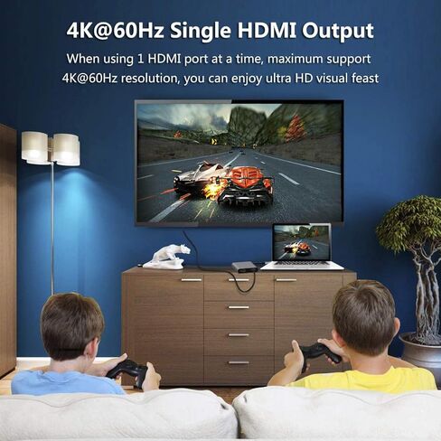 JUEJUEZI 4-in-1 USB C to Dual HDMI Adapter, USB C Multi Port Adapter with 2 HDMI 4K Ports, USB3.0, PD 100W, C-Type to 2 HD Splitter, Suitable for MacBook Air/Pro, XPS in Kuwait