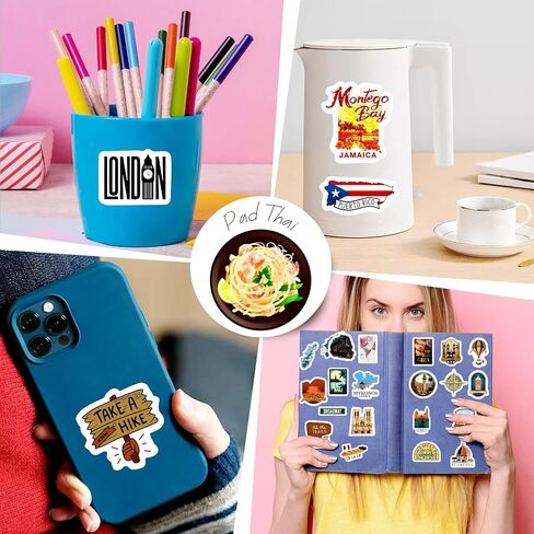 Stickers for Adults Water Bottles Sticker Pack Waterproof Cool Accesory for Laptop, Scrapbooking Decals (Travel) in Kuwait