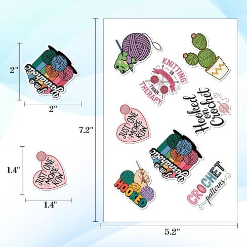 100pcs Crochet and Knitting Stickers Waterproof Vinyl Perfect for Phone Cases, Laptops, Luggage, Birthday Parties, Picnic Crafts, and Daily Decoration in Kuwait