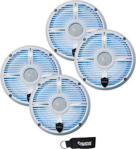 الأصوات الرطبة - اثنين من أزواج Revo 6 -XWW White مغلق XW Grille 6.5 بوصة Marine LED مكبرات صوت محورية in Kuwait