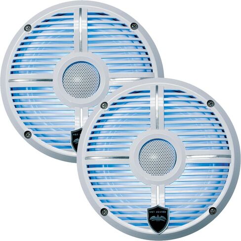 الأصوات الرطبة - اثنين من أزواج Revo 6 -XWW White مغلق XW Grille 6.5 بوصة Marine LED مكبرات صوت محورية in Kuwait