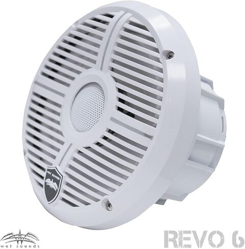 الأصوات الرطبة - اثنين من أزواج Revo 6 -XWW White مغلق XW Grille 6.5 بوصة Marine LED مكبرات صوت محورية in Kuwait