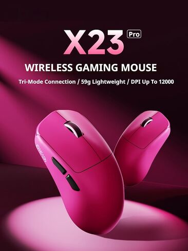 SEUNKWANG EWEAND X23 Pro Gaming Mouse, Tri-Mode 2.4G/USB-C/Bluetooth Wireless Mouse, PAW3311 Sensor, 12,000 DPI, 59g Lightweight, 1ms Ultra-Low Delay, Gaming & Computer Mouse for Laptop/PC/Mac-Pink in Saudi Arabia