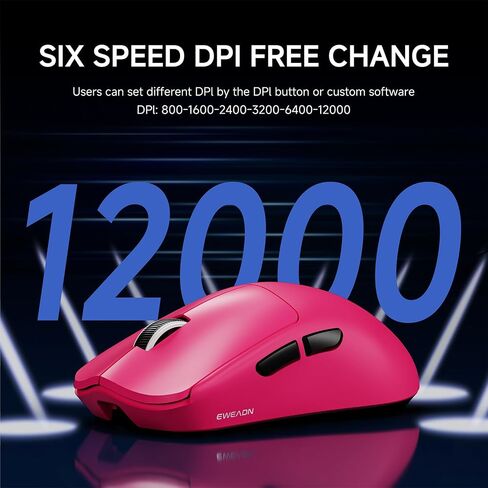 SEUNKWANG EWEAND X23 Pro Gaming Mouse, Tri-Mode 2.4G/USB-C/Bluetooth Wireless Mouse, PAW3311 Sensor, 12,000 DPI, 59g Lightweight, 1ms Ultra-Low Delay, Gaming & Computer Mouse for Laptop/PC/Mac-Pink in Saudi Arabia