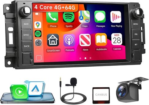 4G+64G Android Car Stereo for Jeep Wrangler JK 2007-2018 Dodge Ram 1500 2008-2012 with Wireless CarPlay Android Auto, 7 Inch Car Radio GPS Navigation WiFi SWC Bluetooth FM with Backup Camera in Saudi Arabia