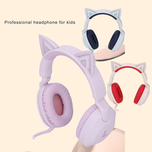 Yoidesu Cat Ear Headphones, Gaming Headset BT 5.4 for Smartphone, Retractable Mic, 50mm Drivers, RGB Lighting Headset with Mic, Type C Charging, Stereo Sound (Blue) in Saudi Arabia