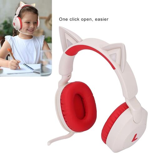 Yoidesu Cat Ear Headphones, Gaming Headset BT 5.4 for Smartphone, Retractable Mic, 50mm Drivers, RGB Lighting Headset with Mic, Type C Charging, Stereo Sound (Blue) in Saudi Arabia