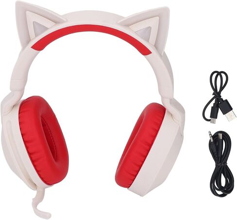 Yoidesu Cat Ear Headphones, Gaming Headset BT 5.4 for Smartphone, Retractable Mic, 50mm Drivers, RGB Lighting Headset with Mic, Type C Charging, Stereo Sound (Blue) in Saudi Arabia
