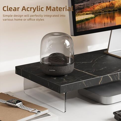 مراقبة الحامل الناهض ، Wood & Acrylic Computer Monitor Table Desk Desktop Organizer Table للمنزل ، مساحة عمل المكتب ، نسخ الكمبيوتر المحمول ، الطابعة ، أجهزة الكمبيوتر الشخصية والتلفزيون. in Kuwait
