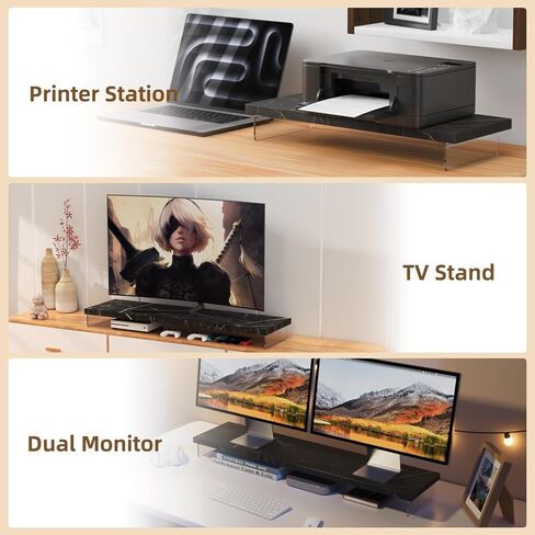 مراقبة الحامل الناهض ، Wood & Acrylic Computer Monitor Table Desk Desktop Organizer Table للمنزل ، مساحة عمل المكتب ، نسخ الكمبيوتر المحمول ، الطابعة ، أجهزة الكمبيوتر الشخصية والتلفزيون. in Kuwait